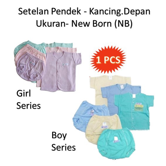 1 SETEL ARUCHI Setelan Baju Pendek Anak Warna Polos