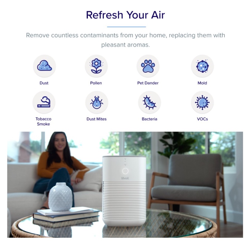 Levoit Desk Air Purifier Dual HEPA Filter H13 LV-H128 Aromatherapy USA