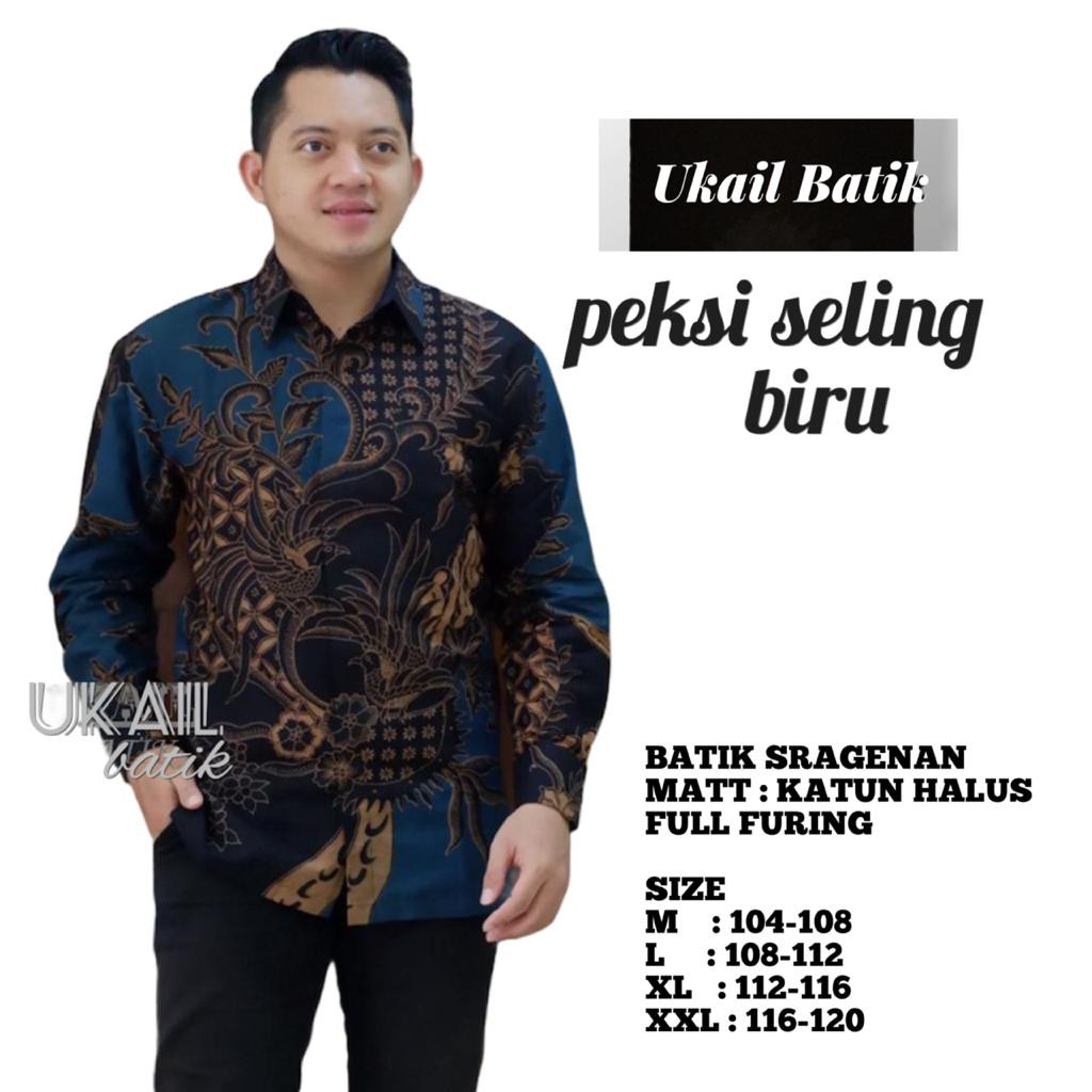 PEKSI SELING BIRU UKAIL KEMEJA BATIK SOLO PRIA LENGAN PANJANG LAPIS FURING ATASAN BATIK PREMIUM MODERN KATUN HALUS  MAHESA PROBOSETO ASTAGUNA PAKU AJI WIRAYUDA NAVY PEKSI SELING IJO MESEM DWI BHARA DAUN PISANG  JOGLO UNGU DEWANGGA MERAH MAKA MOON BONDOWO