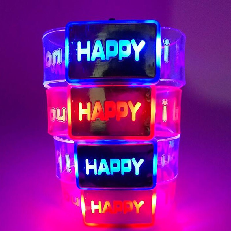 LED Bracelet Gelang Karet LED Gelang Glow in the Dark Happy