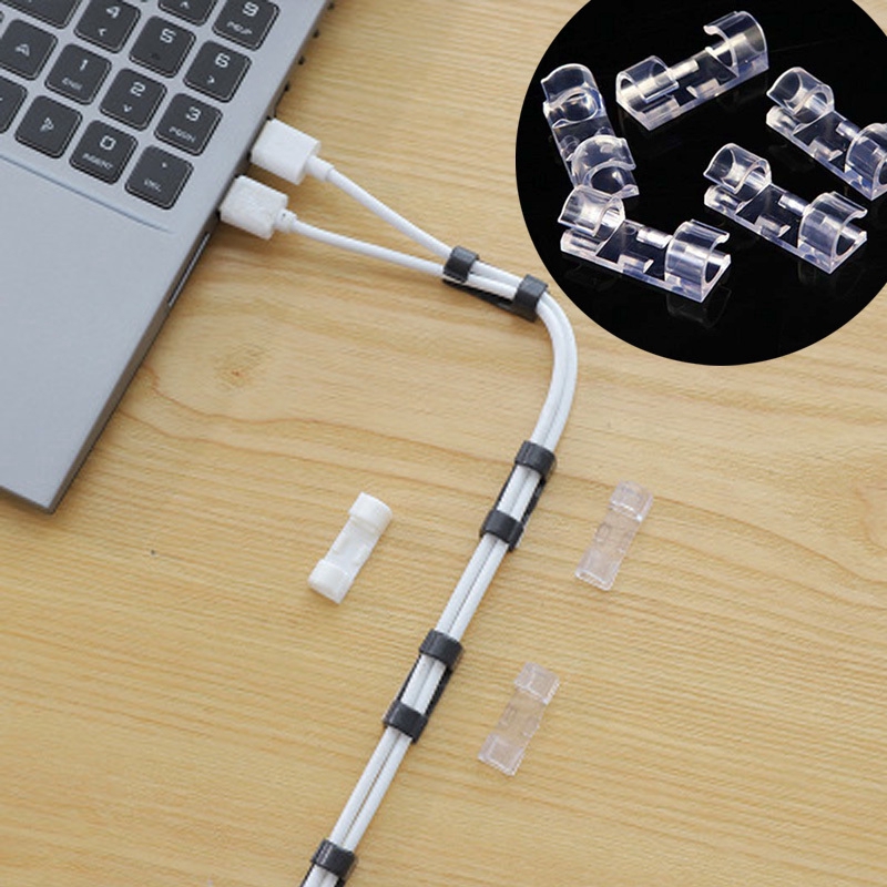 20 Pcs Klip Holder Organizer Kabel Kawat Dan Usb Dengan Perekat