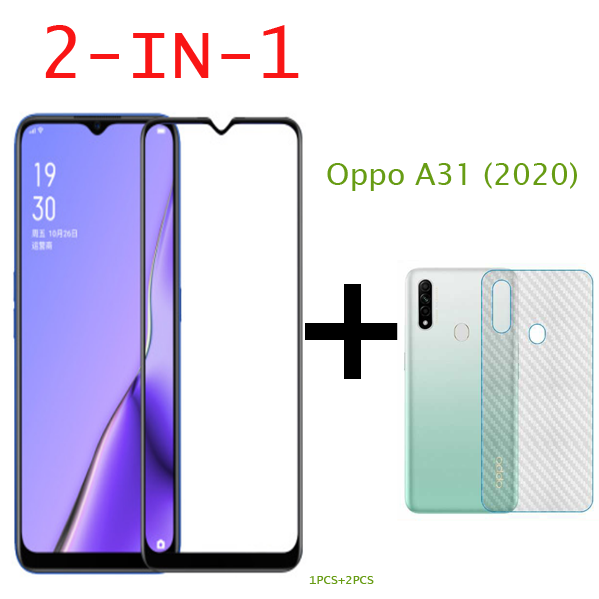 Pelindung Layar Tempered Glass 2 in 1 oppo a31 A53 A5 2020 a91 A92 A52