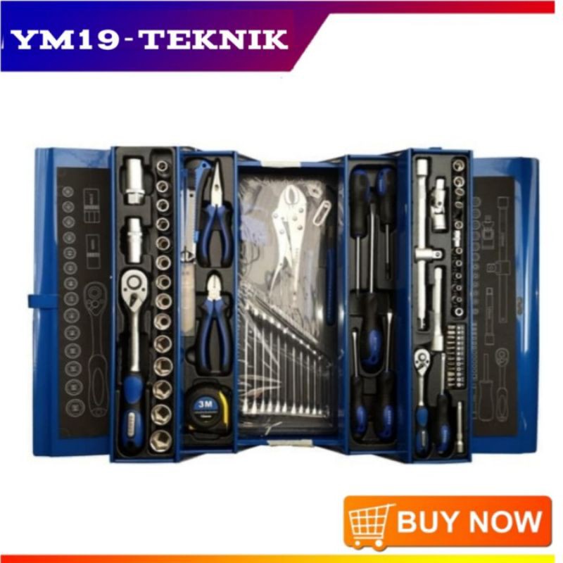 Kunci Shock Set Box Obeng Tang Kunci Sok Sock Lengkap 91 Pcs