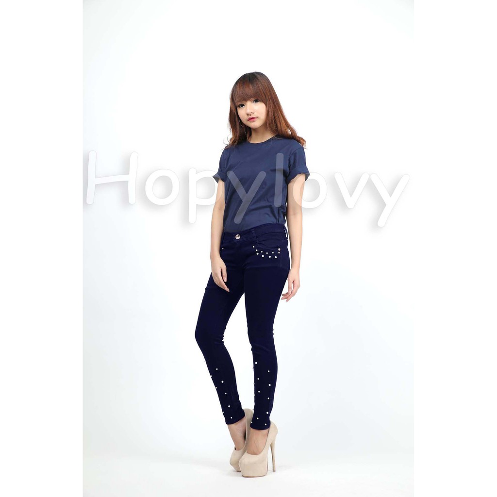 HOPYLOVY SALE - Celana Panjang Jeans Skinny Wanita Kombi Mutiara NICOLE