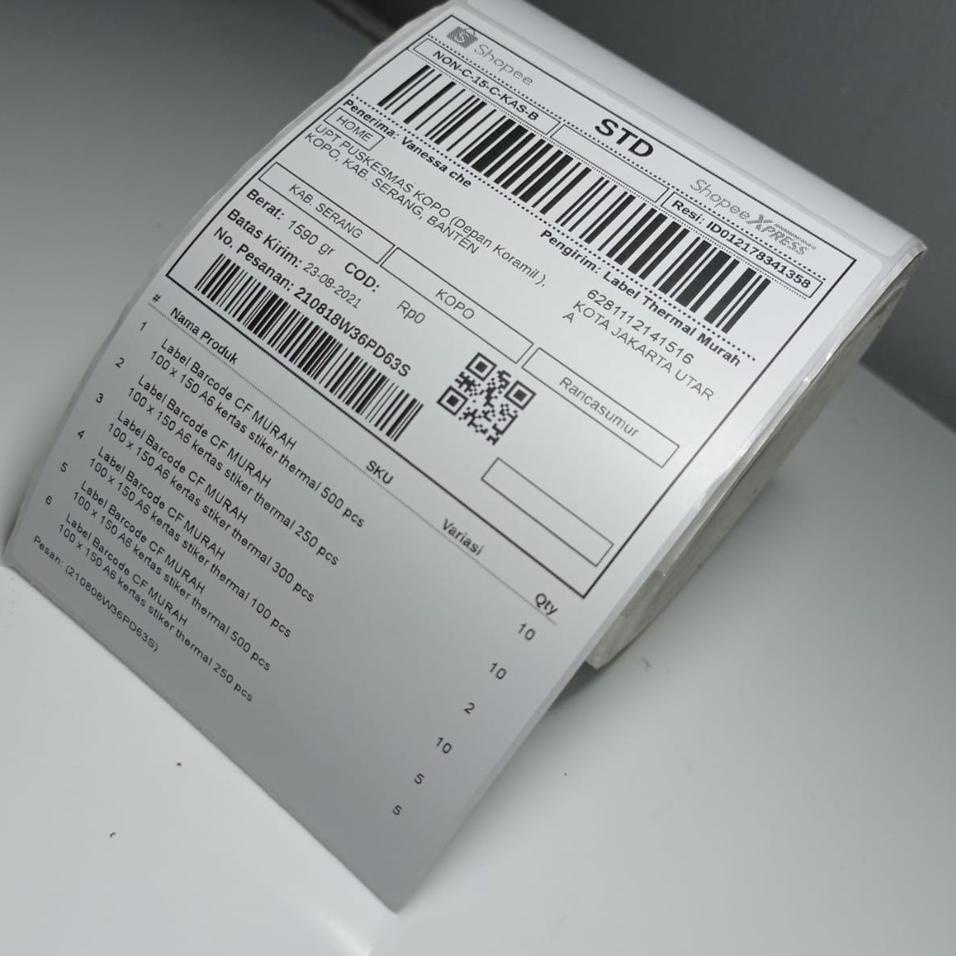 

Ready Diskon Label Barcode MURAH 100 x 150 A6 kertas stiker thermal 500 pcs