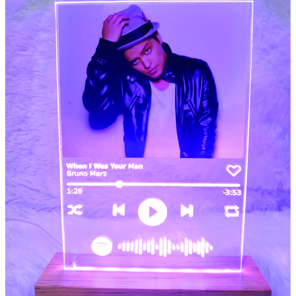 Lampu Tidur Spotify Style Kado Pernikahan Ulang Tahun Wisuda 3D LED Akrilik CUSTOM FOTO &amp; DETAIL