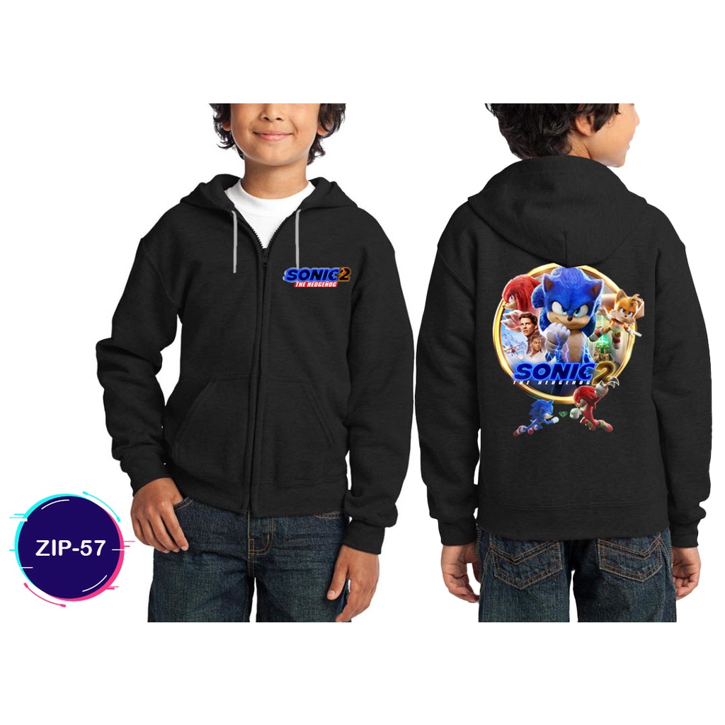 Jaket Sonic the Hedgehog 2 Jaket Sweater Anak Hoodie Zipper Trendy #ZIP-57