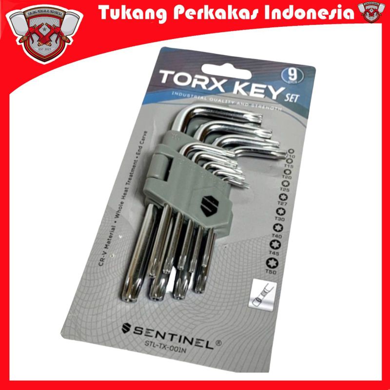 SENTINEL KUNCI L SET BINTANG BERLUBANG 9PCS TORX KEY SET