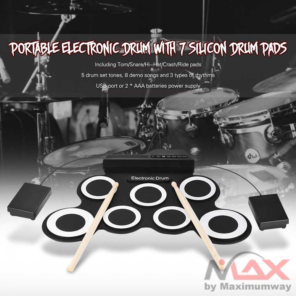 Ammoon Electronic Digital Drum Kit 7 Pads Roll Up USB Power Alat musik Hobi Dj House Music