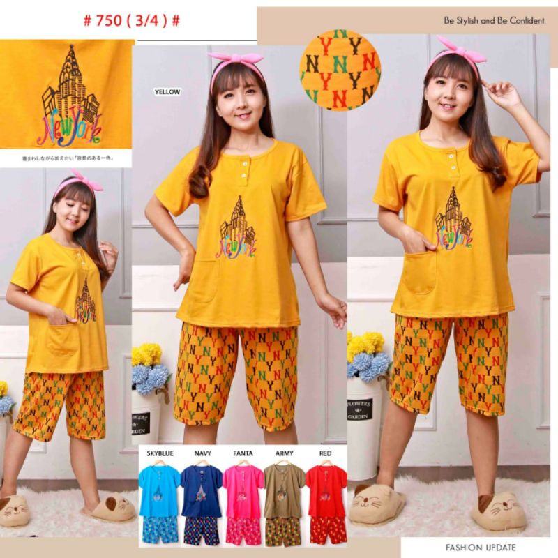 ( 3/4 MEOW STANDAR ) Baju Tidur Wanita Piyama Wanita Meow 3/4 Ukuran Standar