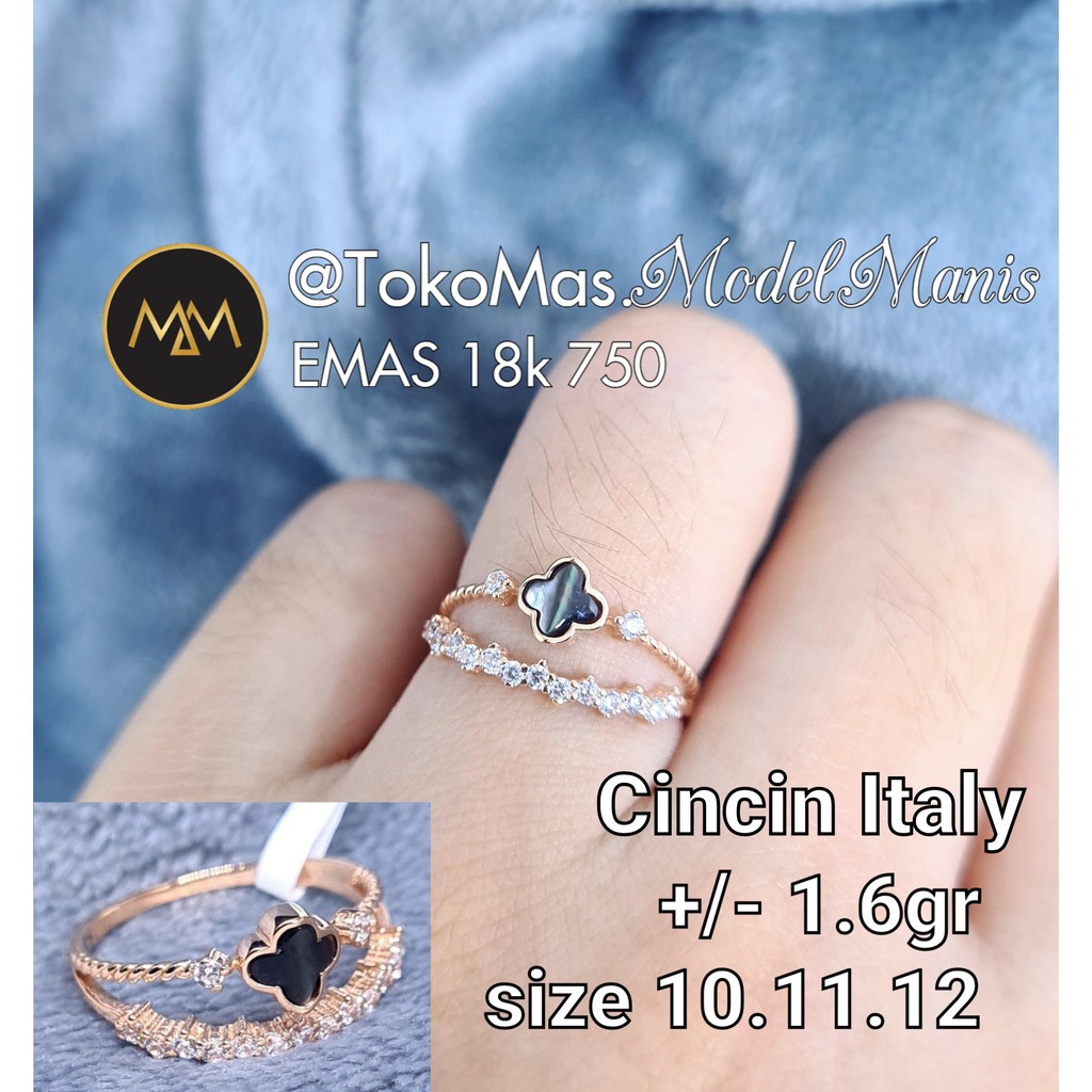 Cincin Italy Double layer Van Cleef emas rosegold 750 kadar 18k