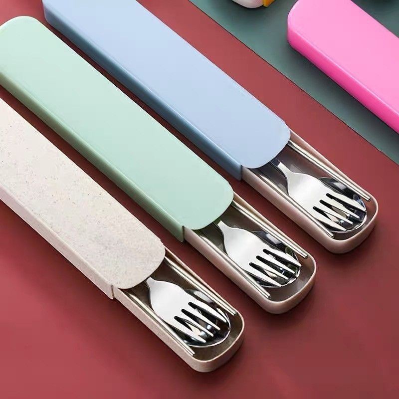 Sendok Garpu Sumpit Set Stainless / Steel Tebal Food Grade BOX