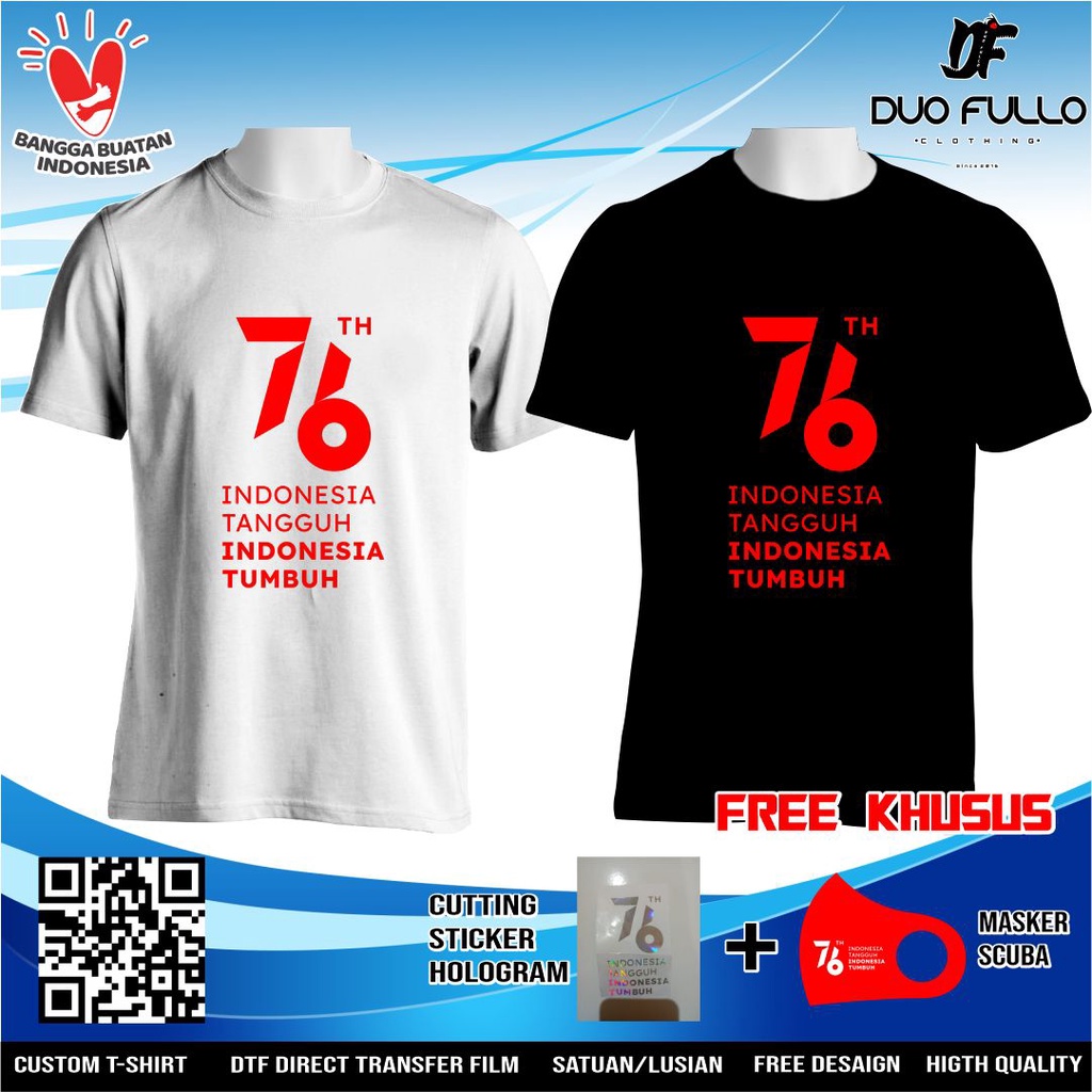 Duofullo-MURAH KAOS 76TH REPUBLIK INDONESIA-KAOS KEMERDEKAAN-KAOS HUT RI-76-KAOS 17 agustus