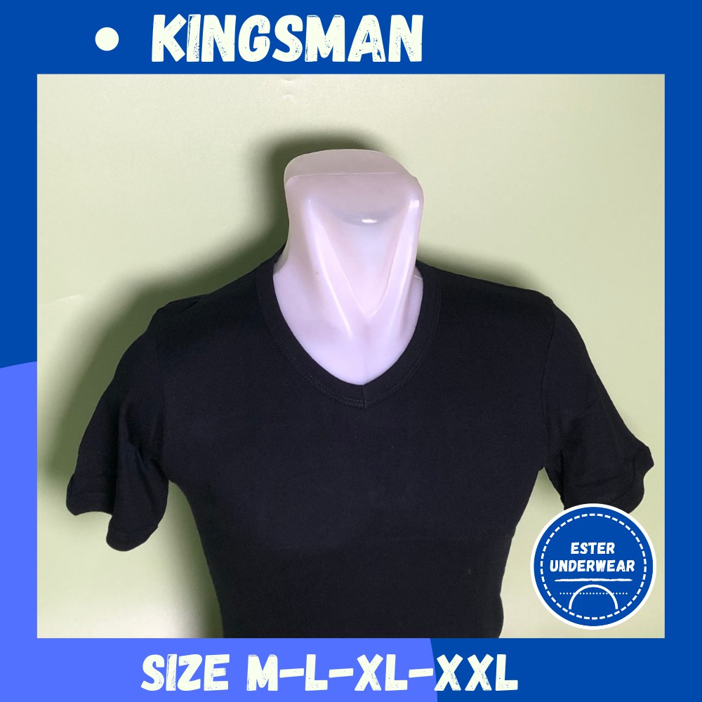 Kaos Oblong V-neck Kingsman SHV hitam Isi-1Pcs  Bahan Fine Cotton promo kaos murah