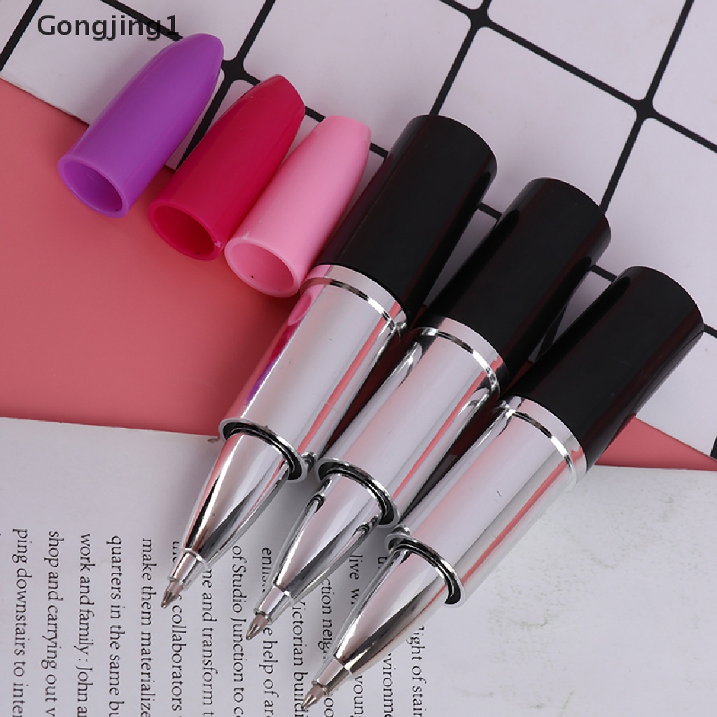 Gongjing1 1pc Pulpen Bentuk Lipstick Kartun Untuk Sekolah / Kantor