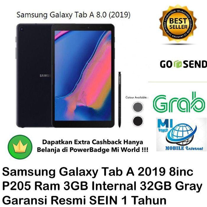 tablet mantap coy.... Samsung Galaxy Tab A8"/8inch/8.0 2019 S PEN P205-GARANSI-RESMI-BLACK - Hitam