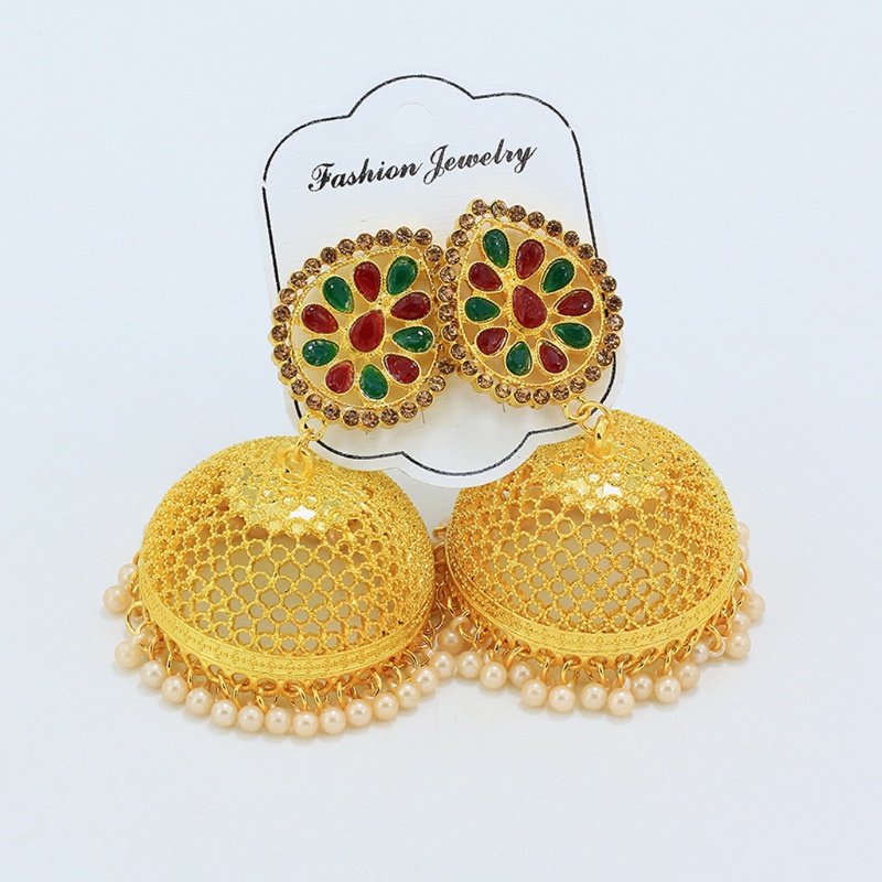 SIY  Indian Ethnic Golden Wedding Enamel Jhumki Jhumka Earrings Fashion Jewelry