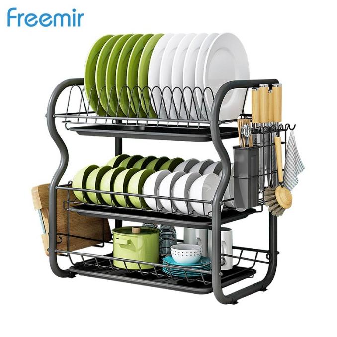 freemir Rak 3 Susun Stainless Steel Hitam Multifungsi Berbentuk "B"