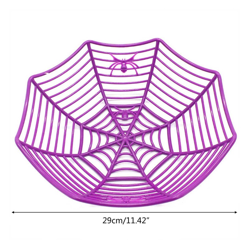 Keranjang Buah / Permen Desain Sarang Laba-Laba Hollow Untuk Halloween