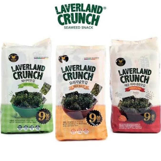 

PROMO laverland crunch seaweed snack korea 3 varian habanero wasabi seasalt MURAH