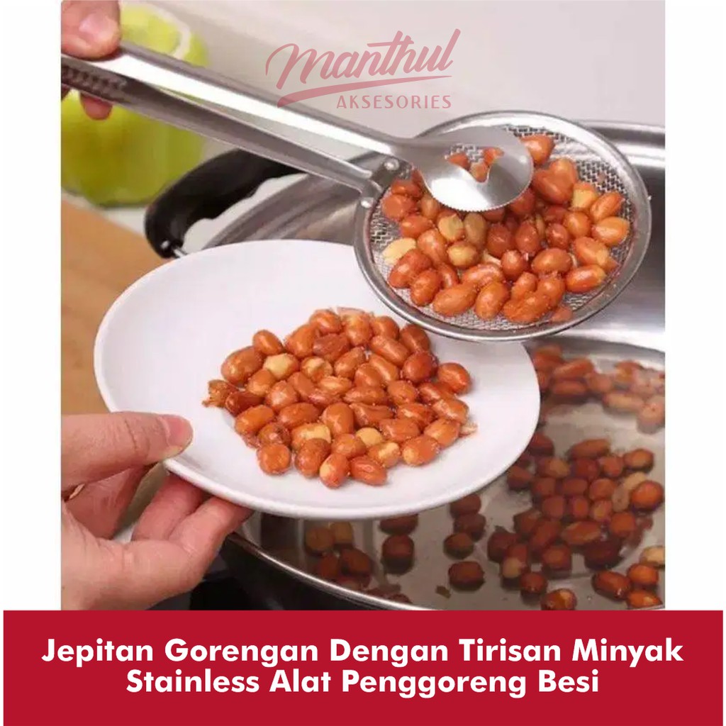 Jepitan Gorengan Dengan Tirisan Minyak Stainless Alat Penggoreng Besi