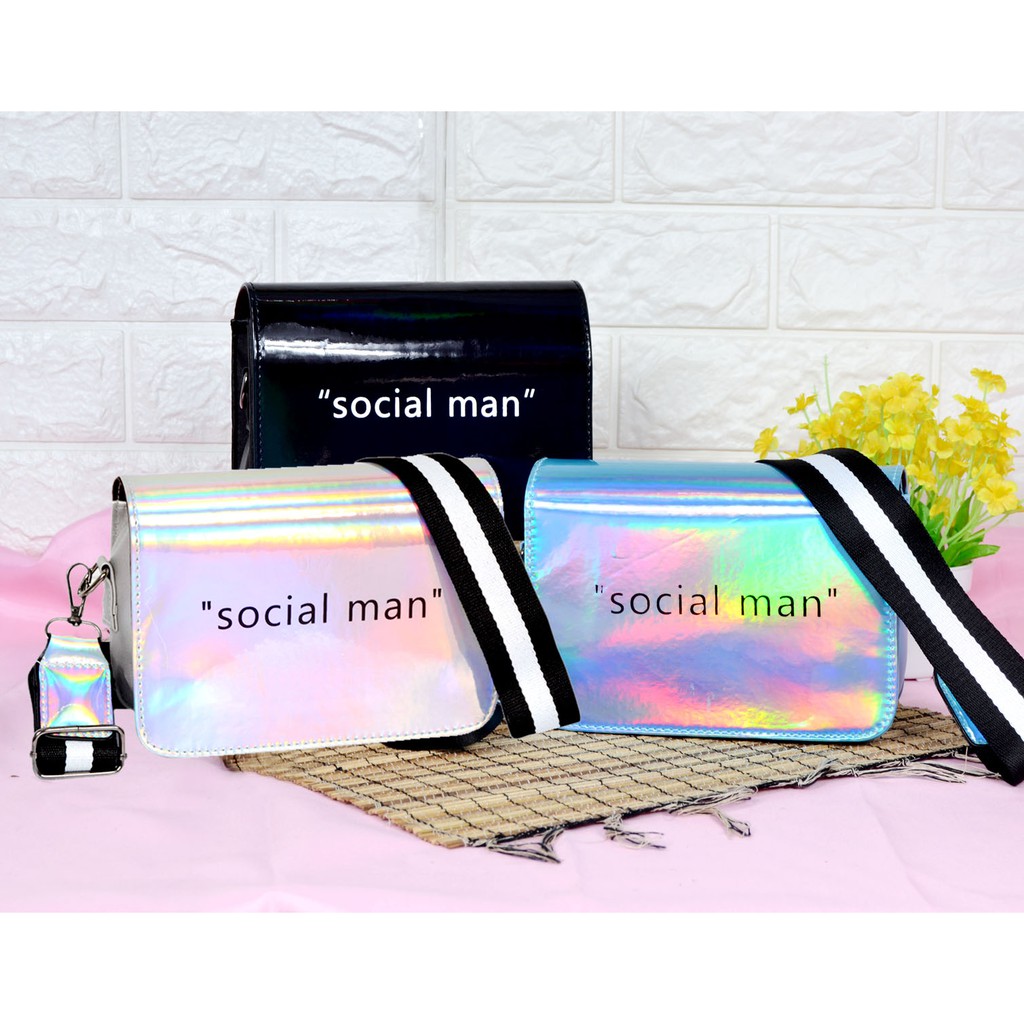 Tas Sslempang glossy pelangi &quot;social man&quot; LS-9058/508