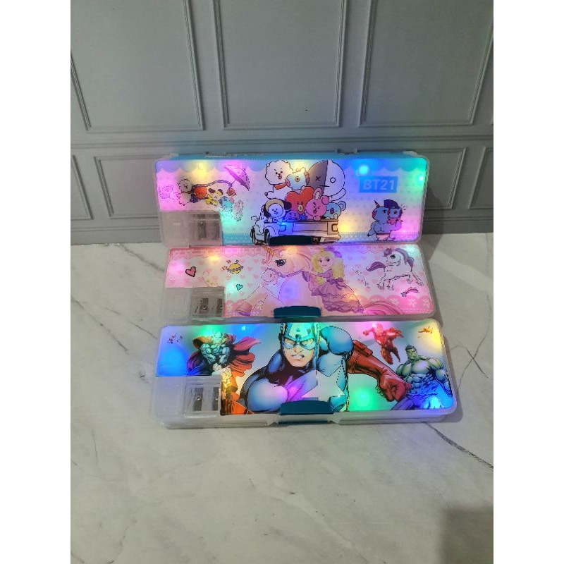 kotak pensil lampu/pencil case LED/kotak pensil MAGNET NYALA/MAGNET LED-2