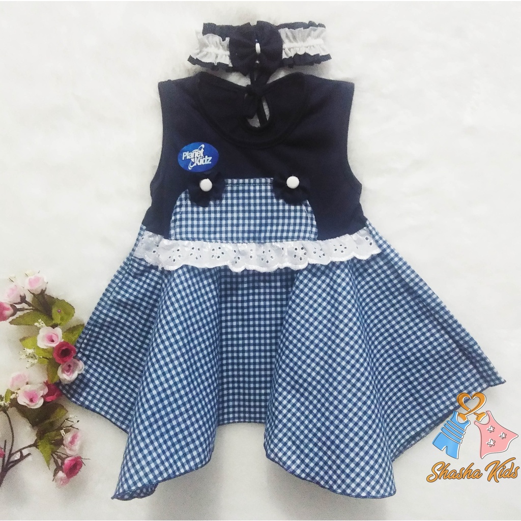 [S-026] Baju Bayi Perempuan/Dress Bayi Perempuan Planet Kids 0-6 bln Bonus BANDANA