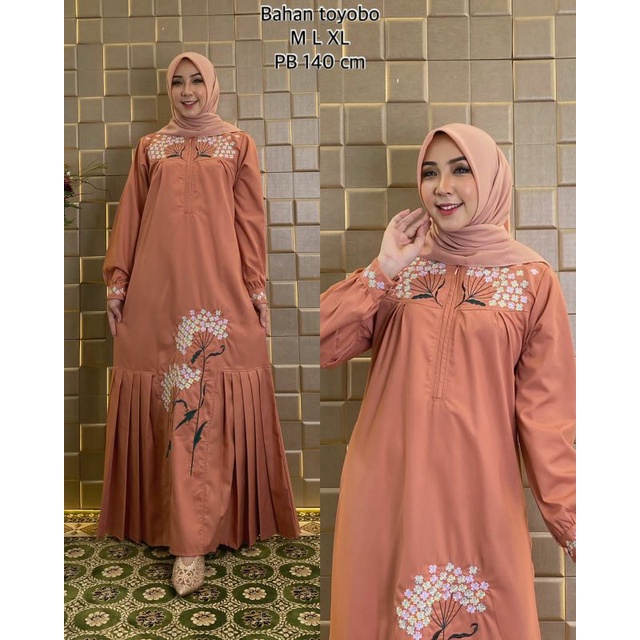 Gamis ridd toyobo original / Gamis toyobo / Gamis bordir / Gamis dewasa / Fashion muslim terbaru