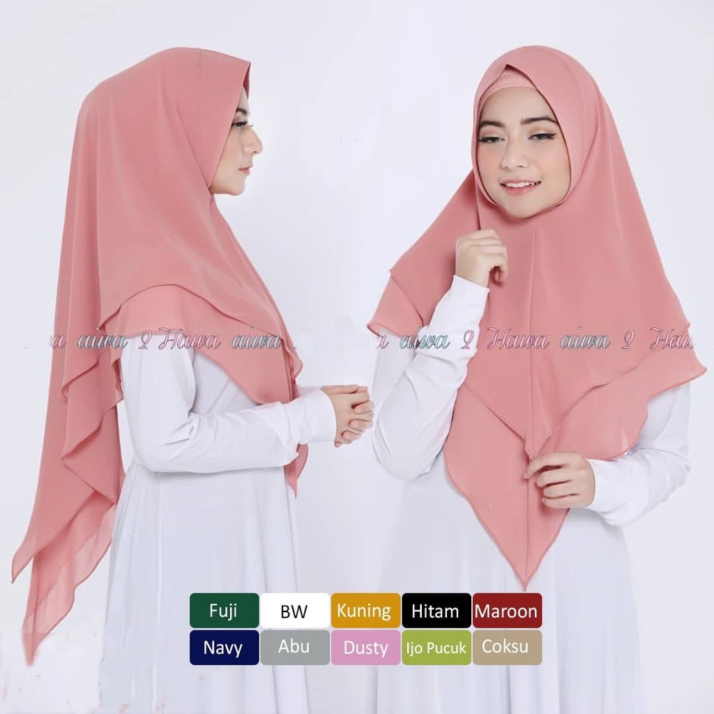 Hijab Jilbab Khimar Syari Hawwa Terbaru 2 Layer Pinguin Termurah