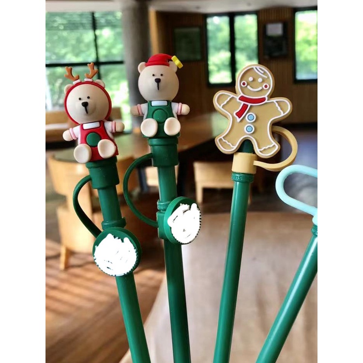 Cartoon cute straw dust plug non disposable recyclable silicone leak proof straw plug OW