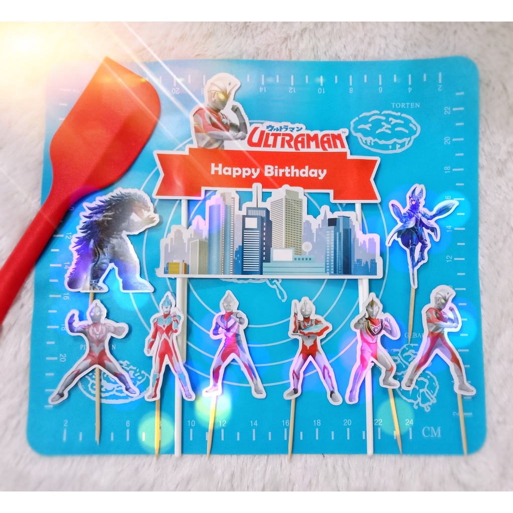 Hiasan / Topper Kue Ulang Tahun Anak Karakter Ultraman Bisa Custom / Tambah Nama Untuk Cake Ulangtah