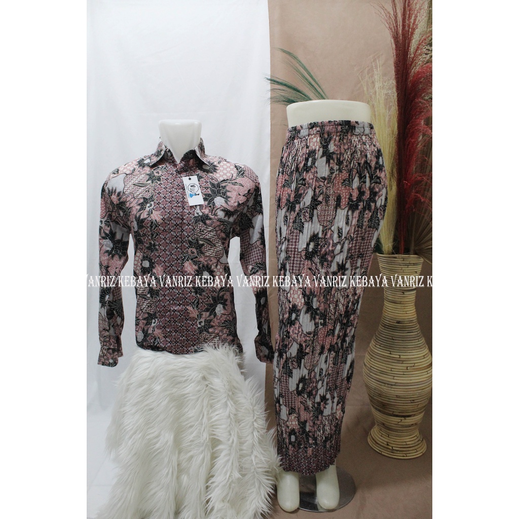 ROK PLISKET COUPLE LENGAN PANJANG/ROK BATIK PLISKET COUPLE/ROK PLISKET BATIK DAN KEMEJA