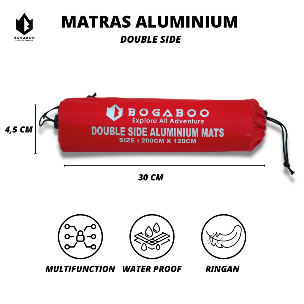 [ COD ] Matras Foil Double Bogaboo Side Size 200 x 120 cm Ultralight - Matras Alumunium - Alas Tenda