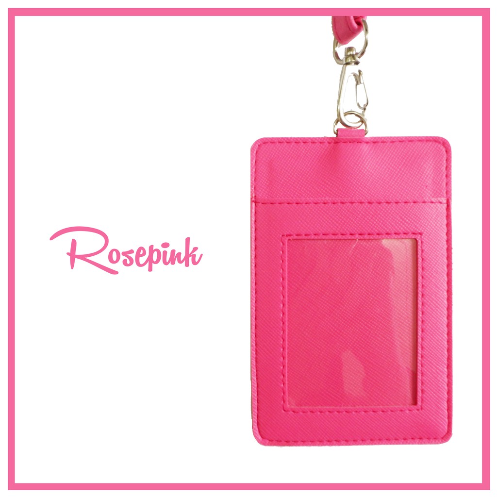 

SOUVENIR WEDDING CUSTOM PRINT ID CARD / NAME TAG HOLDER KULIT WARNA ROSEPINK