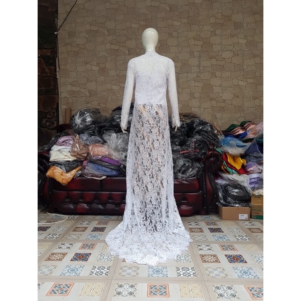 kebaya broklat/kebaya kutubaru ekor/kebaya akad/kebaya putih