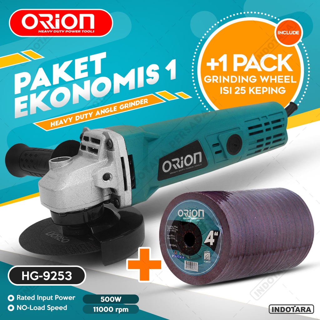 Paket Ekonomis 1 - Gerinda Tangan Orion HG9523 - 1 Pack Mata Gerinda Poles