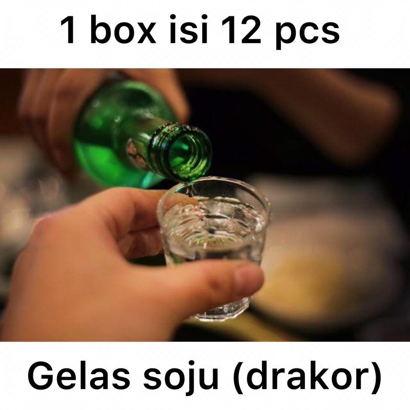 1 box 12 pcs Gelas Soju Drakor - Seloki Kaca - One Shot Glass - Beer Sloki Bar -Gelas Bir Korea Mini