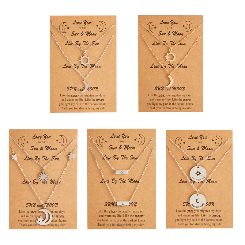 Fancyqube Kalung Rantai Hias Liontin Kupu-Kupu Hati Bulan Matahari Bahan Stainless Steel Untuk Pria Dan Wanita