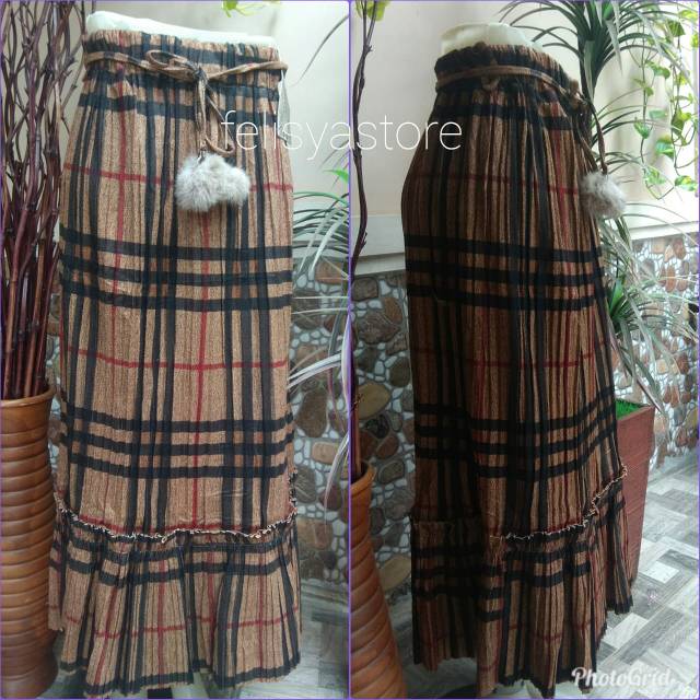 Rok plisket / rok panjang wanita / rok plisket import /tartan skirt /tartan skirt muslim