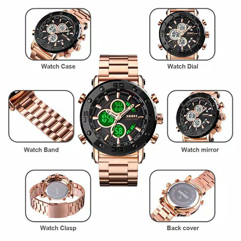 Jam Skmei 1636 double time original bergaransi Free carton box