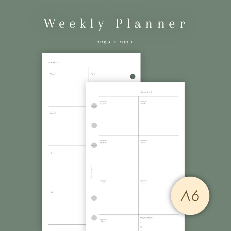 

A6 - Loose Leaf Weekly Planner by Notokata - 3008