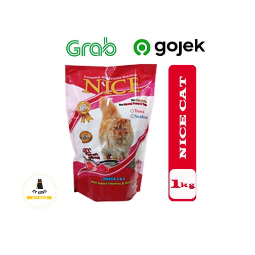 Nice cat food Makanan Kucing kering 1 kg seafood dan tuna