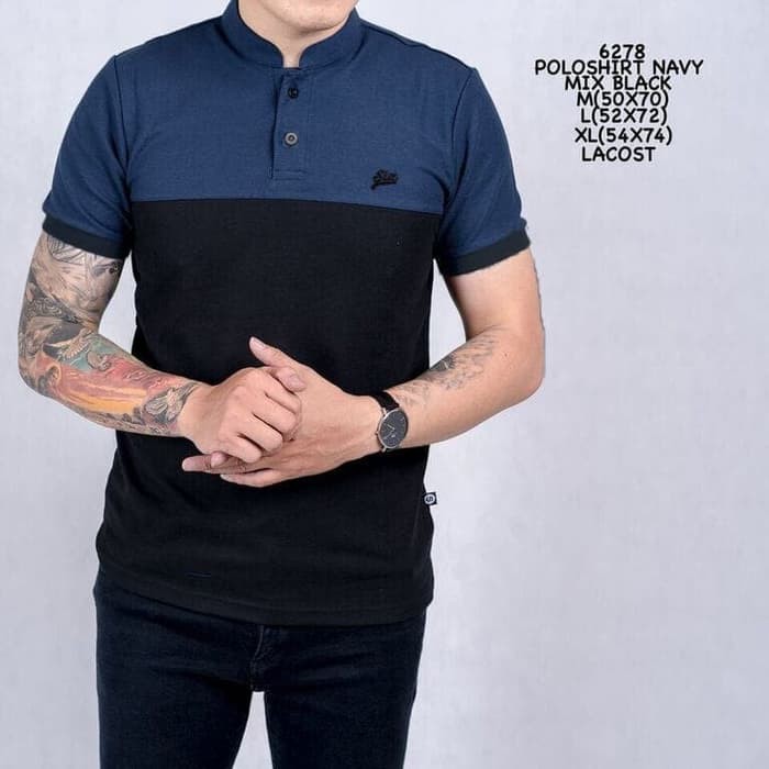 Polo Shirt Pria | Kaos Cowok Polo Hitam Polos Kerah Shanghai