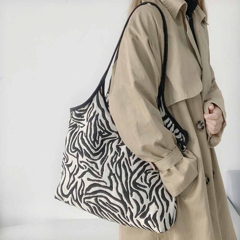 TC-105 tas tote bag bahu besar zebra fullprint import korea jepang