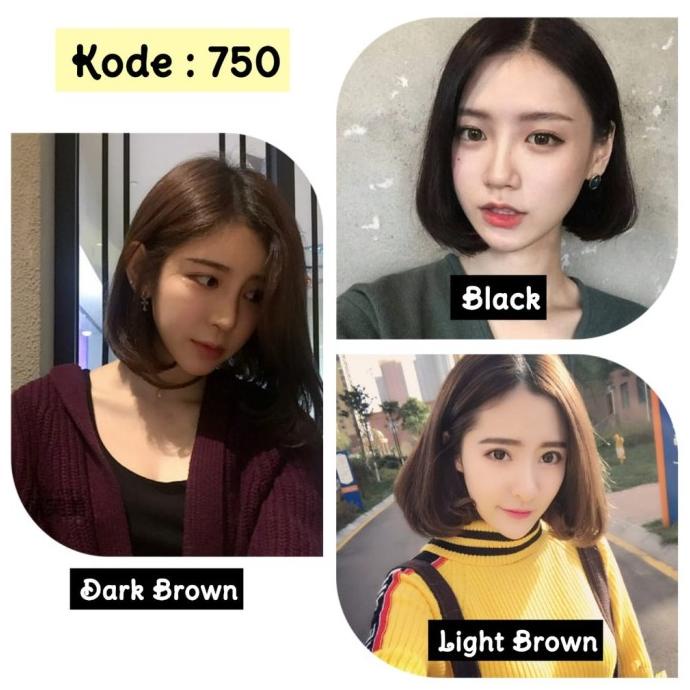Wig 750 - Wig Wanita Pendek Belah Tengah Rambut Palsu Wanita Tebal ---Terbaru---