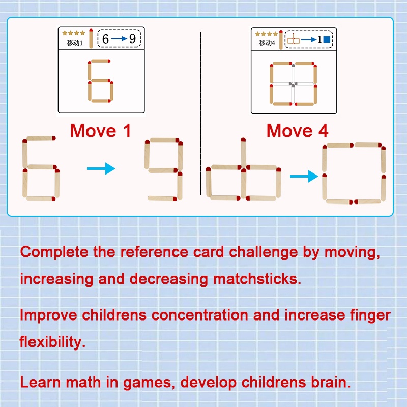 Anak Berpikir Logis Kayu Stik Puzzle Mainan Anak Tk Montessori Matematika Edukasi Dini Geometris Mainan