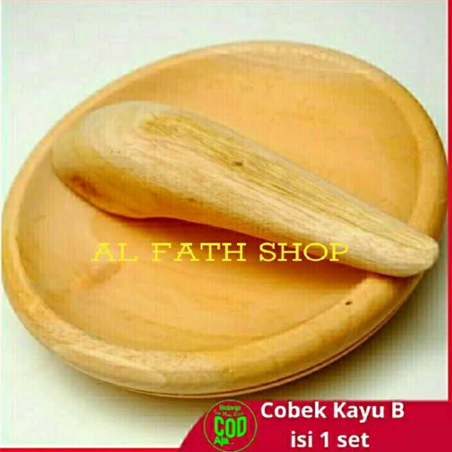 Cobek Kayu + Ulekan Cobek Coet Kayu Asli 1 Set -1 Set Cobek Kayu / Ulekan Kayu Murah