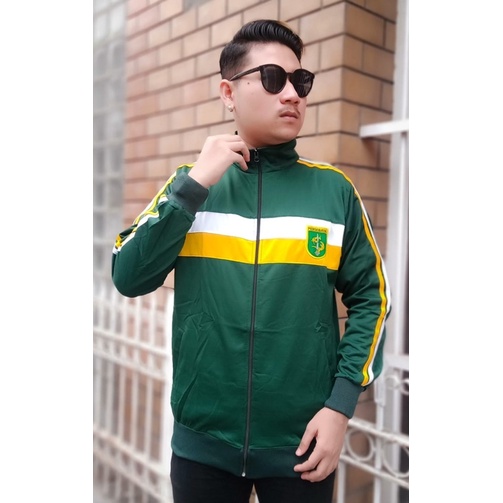 Jaket Resleting Persebaya Green 2 Stripe