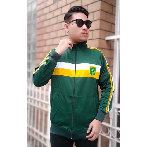 Jaket Resleting Persebaya Green 2 Stripe